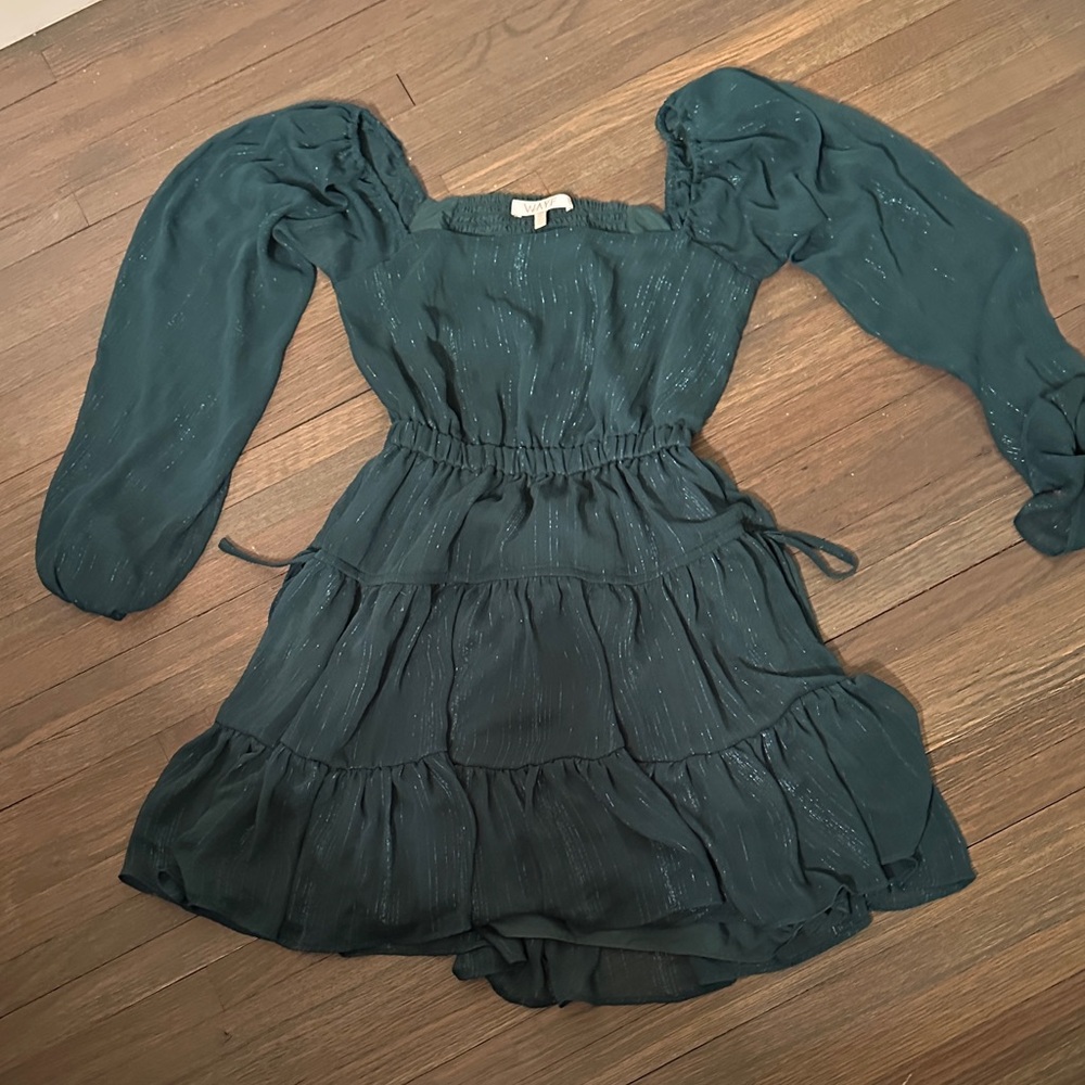 Wayf Teal Long Sleeve Dress